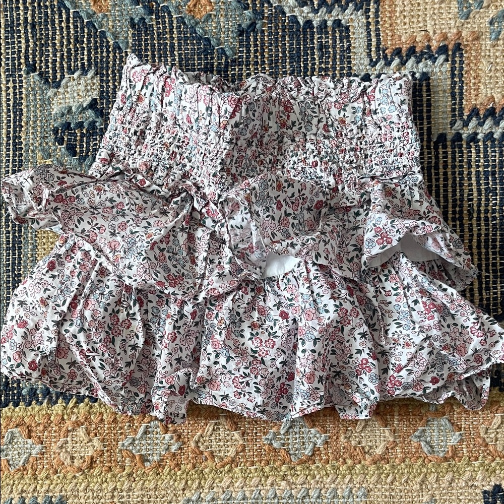 Janie and Jack White Floral Ruffle Mini Skirt